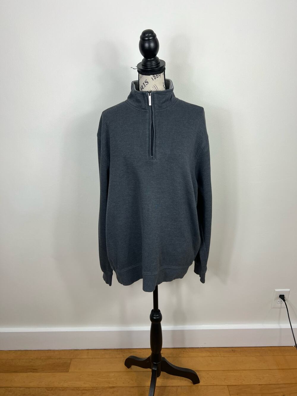 Van Heusen men's three-quarter zip gray turtleneck sweater